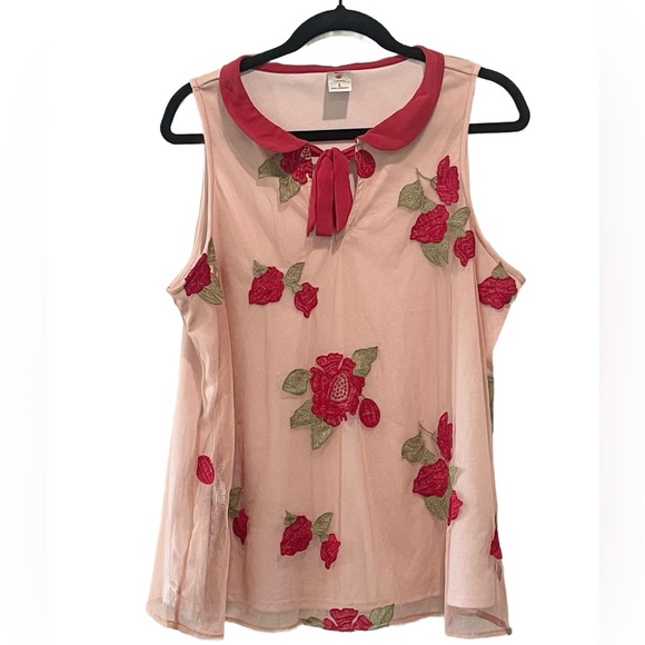 Disney Snow White Rose Edition LC Lauren Conrad Mesh Embroidered Tank - Picture 3 of 6